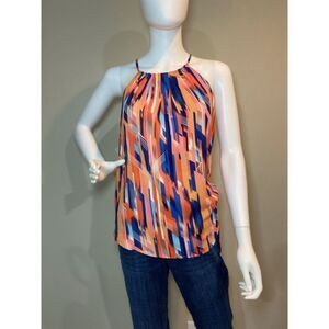 Lush Women's Multi Color Flowy Geometric Pattern Halter Tank Size Medium